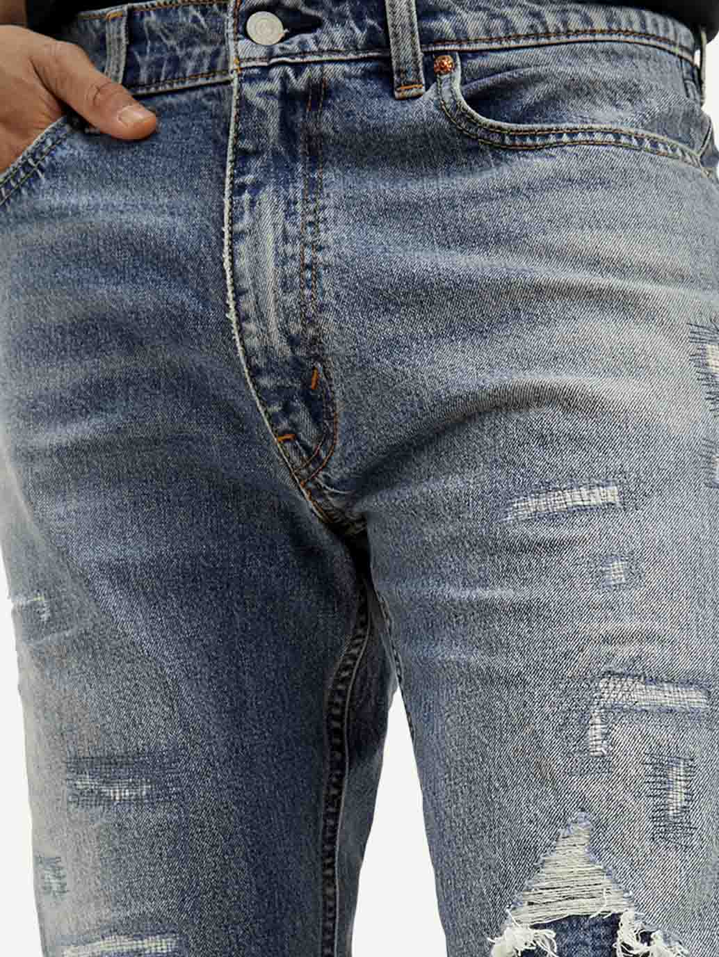 Comfortable Men’s Mid-Rise Blue Jeans with Loose Fit Design for Relaxed Style