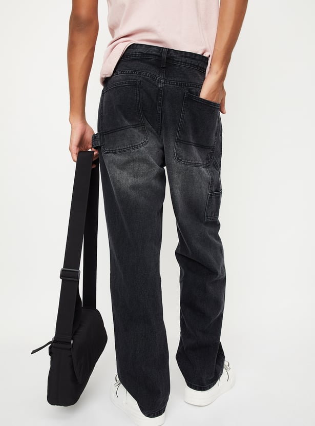 Stylish Distressed Loose-Fit Carpenter Jeans with Functional Pockets and Relaxed Fit for Men