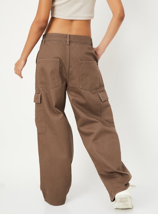 Casual and Fashionable Solid Cargo Jeans for Women for Office and Outings