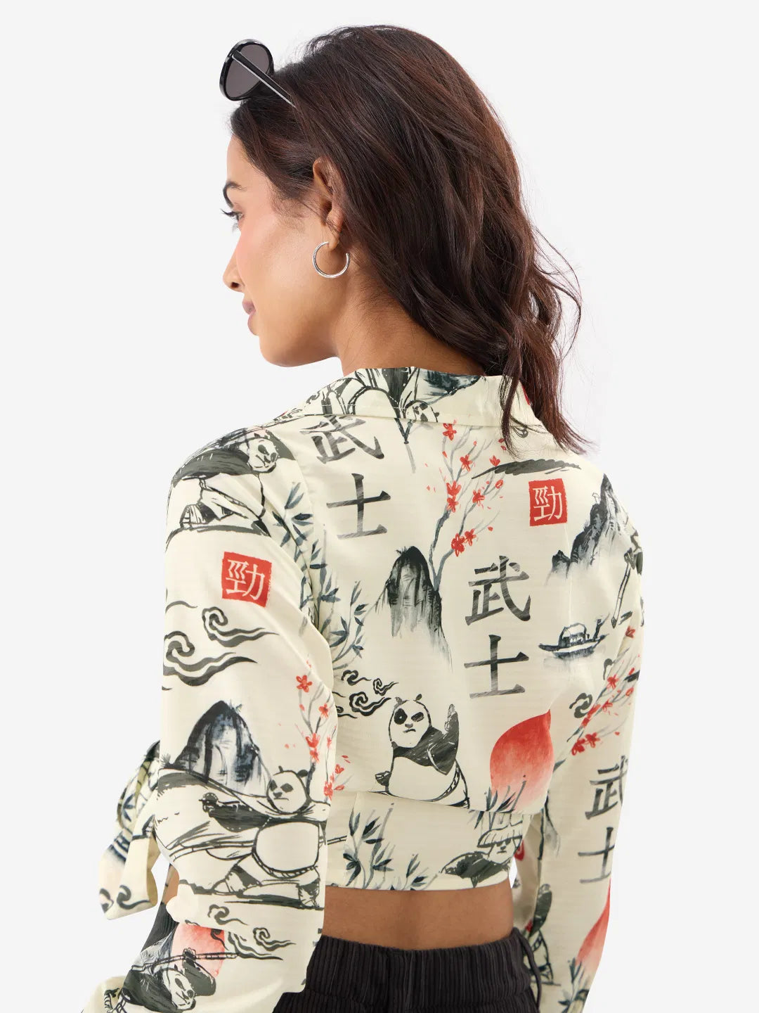 Vibrant Kung Fu Panda Cropped Top for Women Party & Casual Outings