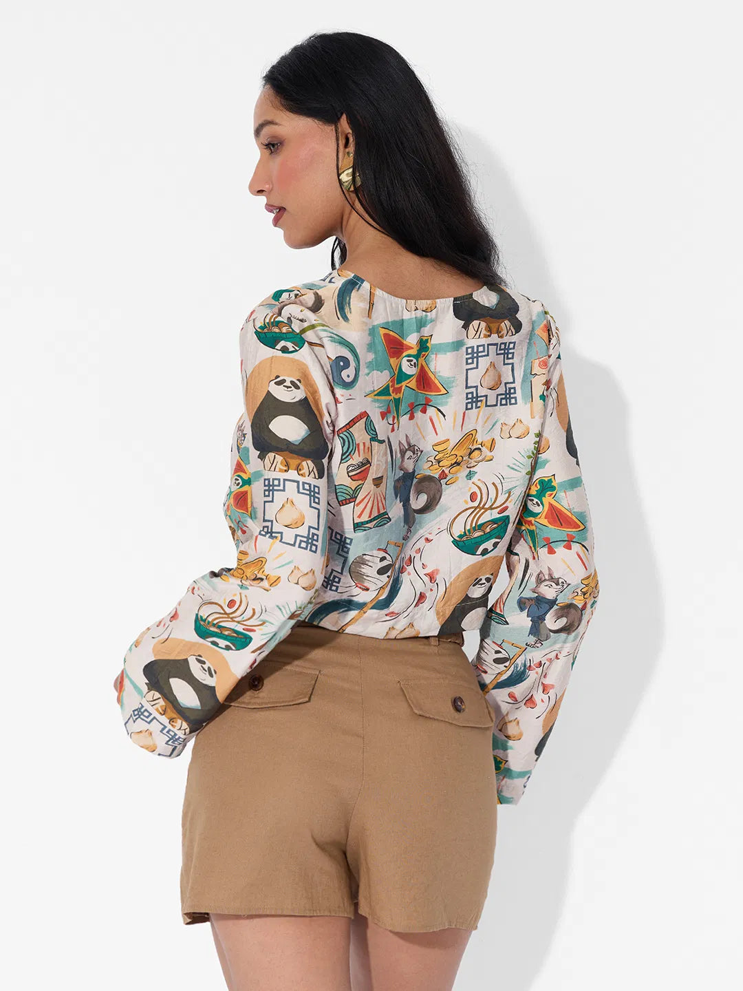 Women’s Cropped Tee Force Of The Wind Print for Outings and Summer Style