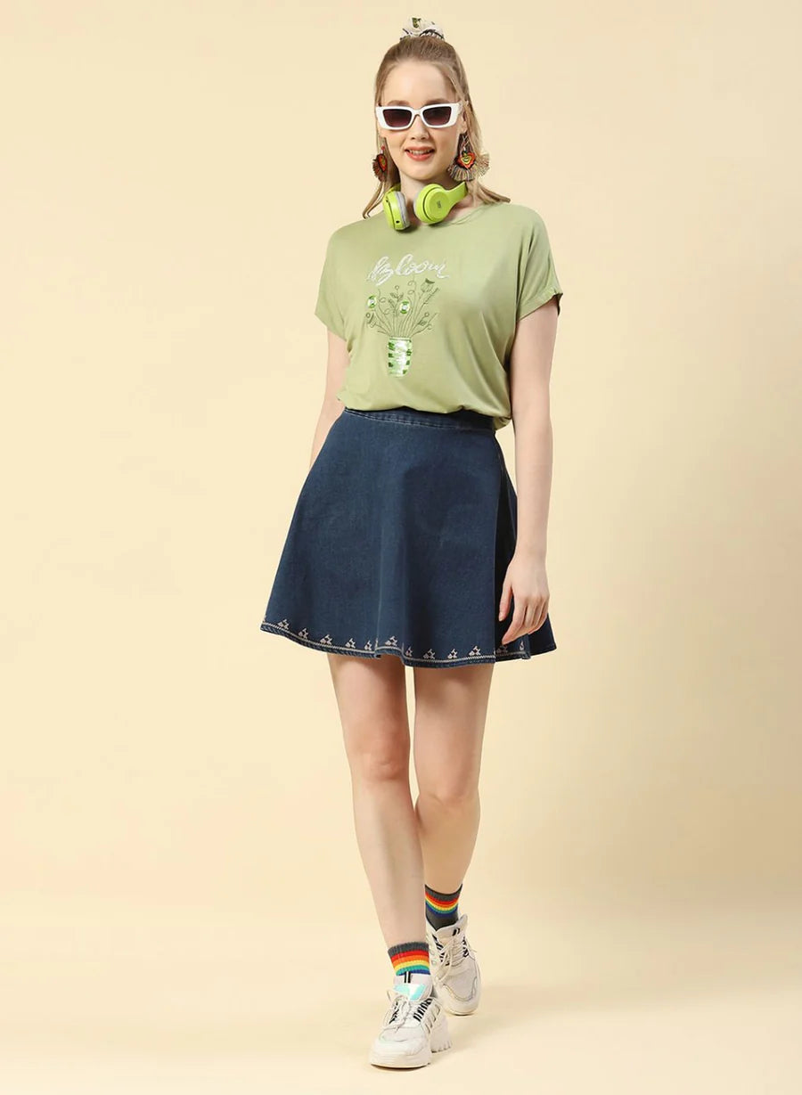 Vibrant Green Embroidered Top for Women Weekend & Party Outings