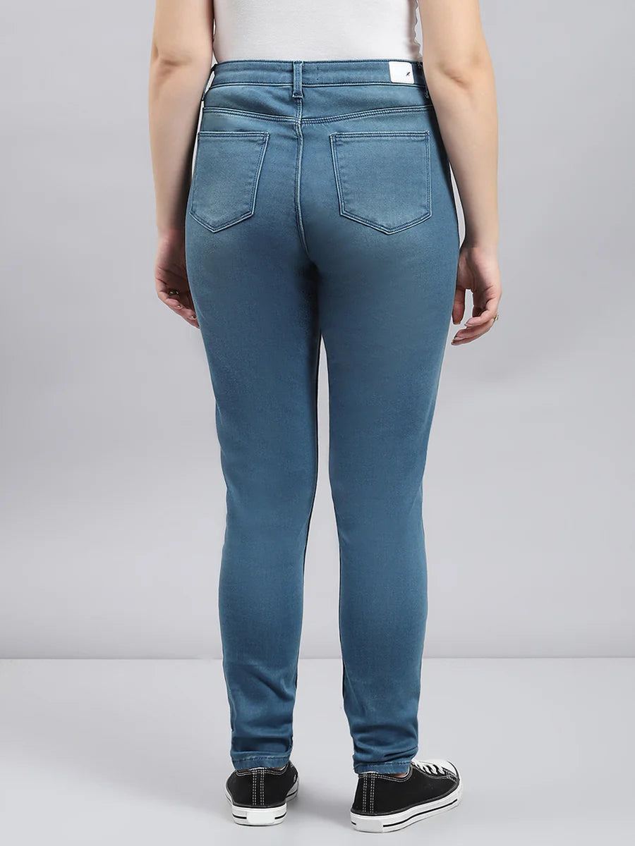 Comfortable Women’s Slim Fit Solid Blue Denims for Everyday Fashion