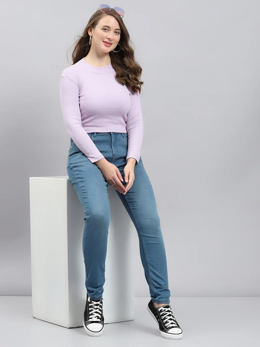 Comfortable Women’s Slim Fit Solid Blue Denims for Everyday Fashion