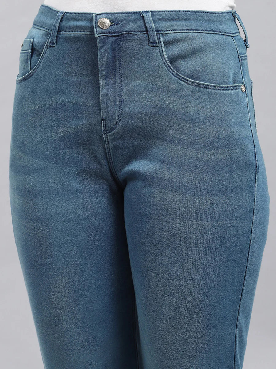 Comfortable Women’s Slim Fit Solid Blue Denims for Everyday Fashion