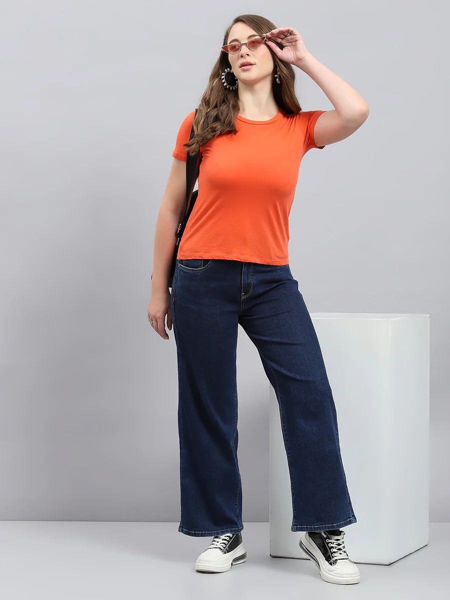 Classic Women Blue Solid Regular Fit Denim Jeans for Everyday Casual Wear