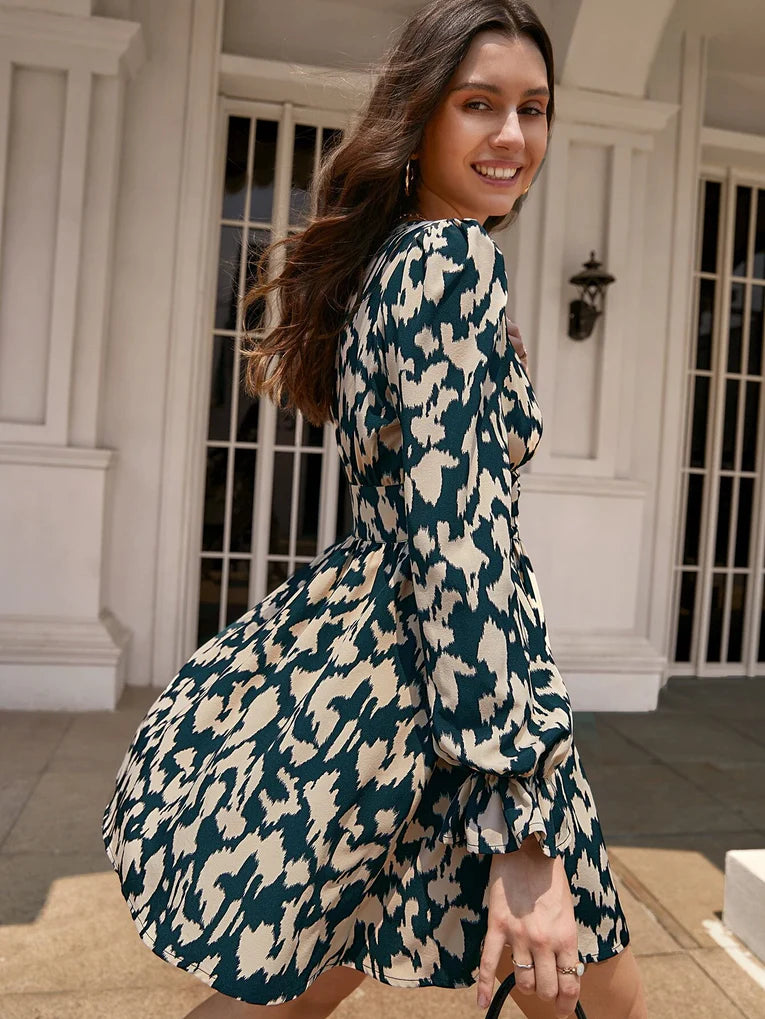 Lightweight All-Over Print Ruffle Dress for Women with Flowy Fit for Parties and Summer Days