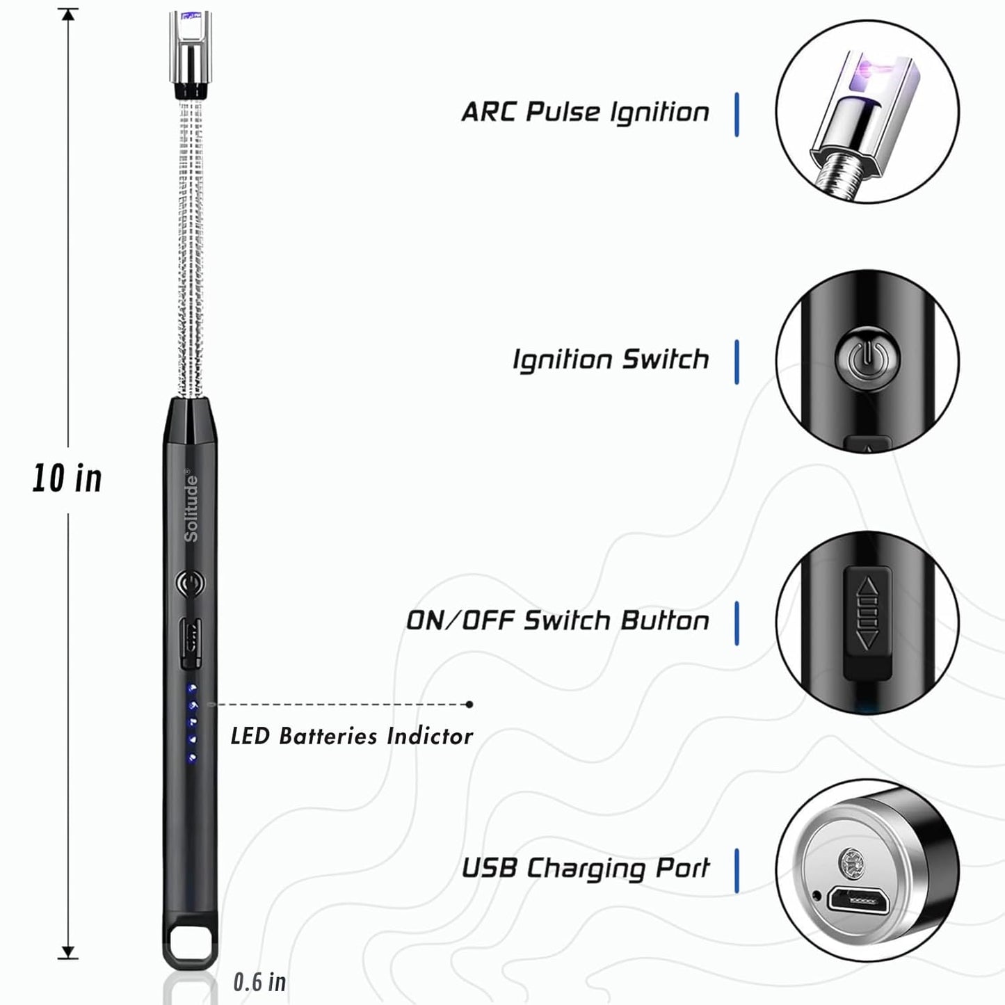 Electric Windproof Lighter with USB Charging for Home and Kitchen