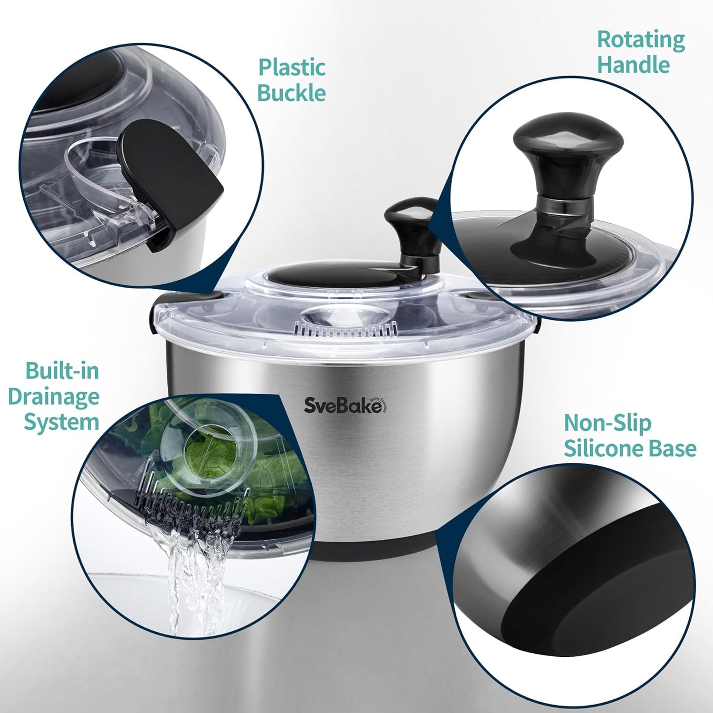 Crank Handle Salad Spinner Lettuce Dryer and Vegetable Washer