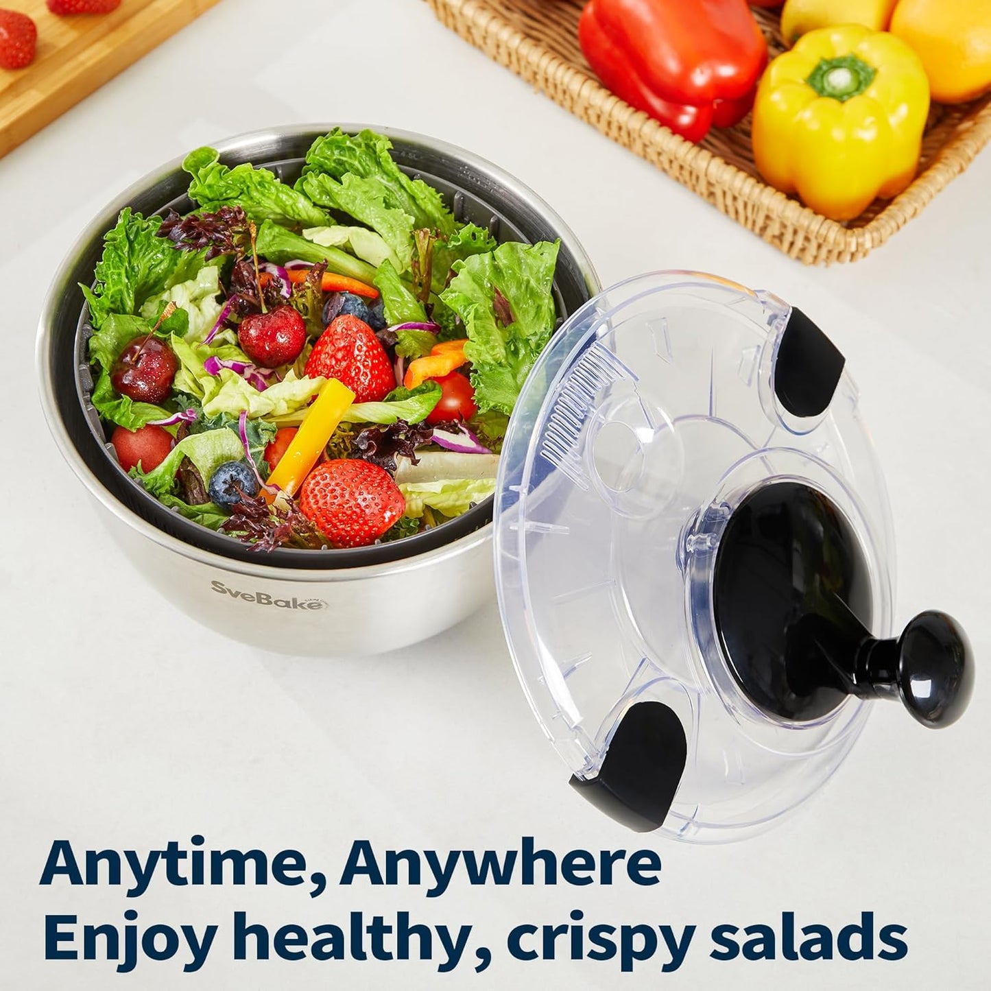 Crank Handle Salad Spinner Lettuce Dryer and Vegetable Washer