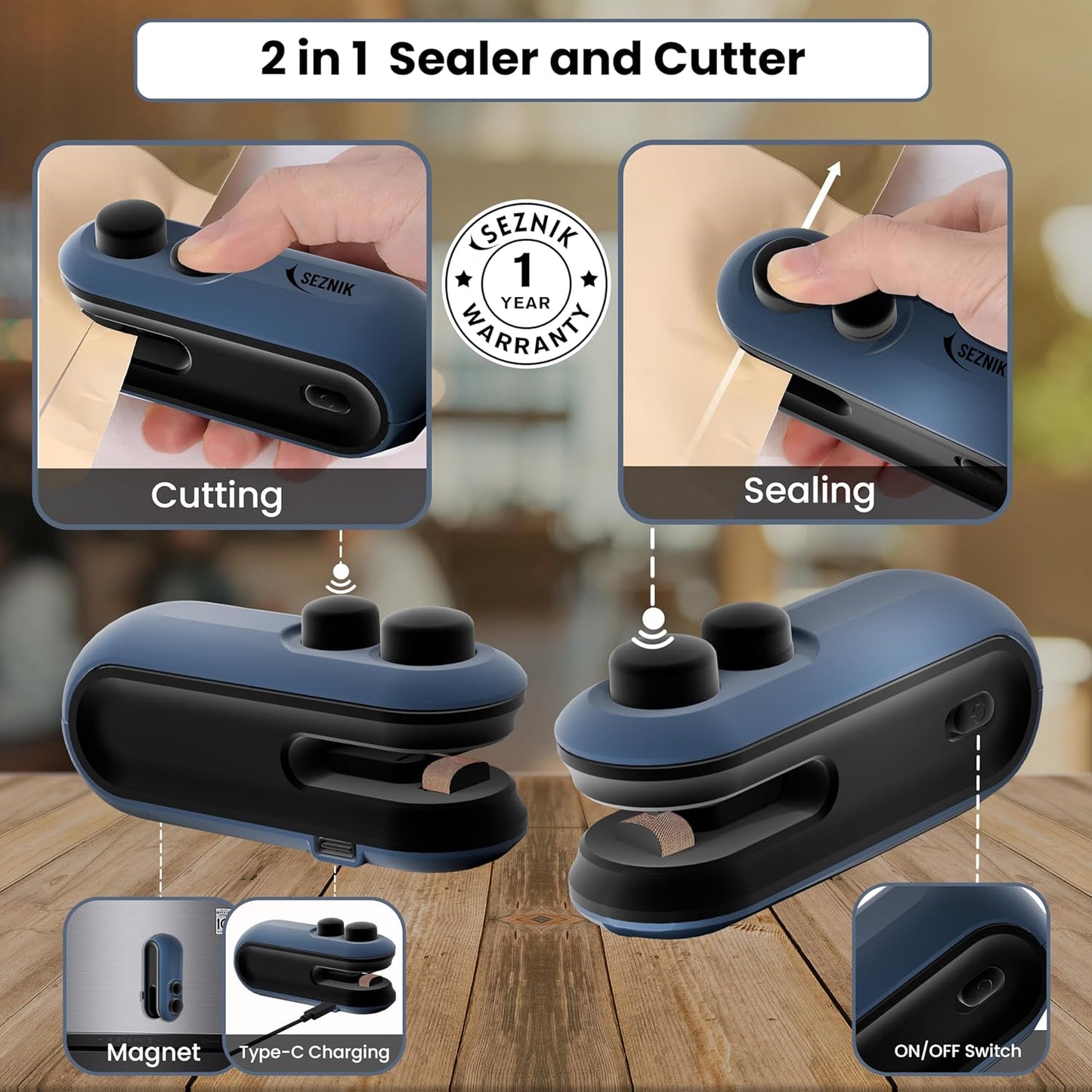 Mini Bag Sealer for Snacks and Chips Compact Heat Sealing Device for Fresh Food Storage