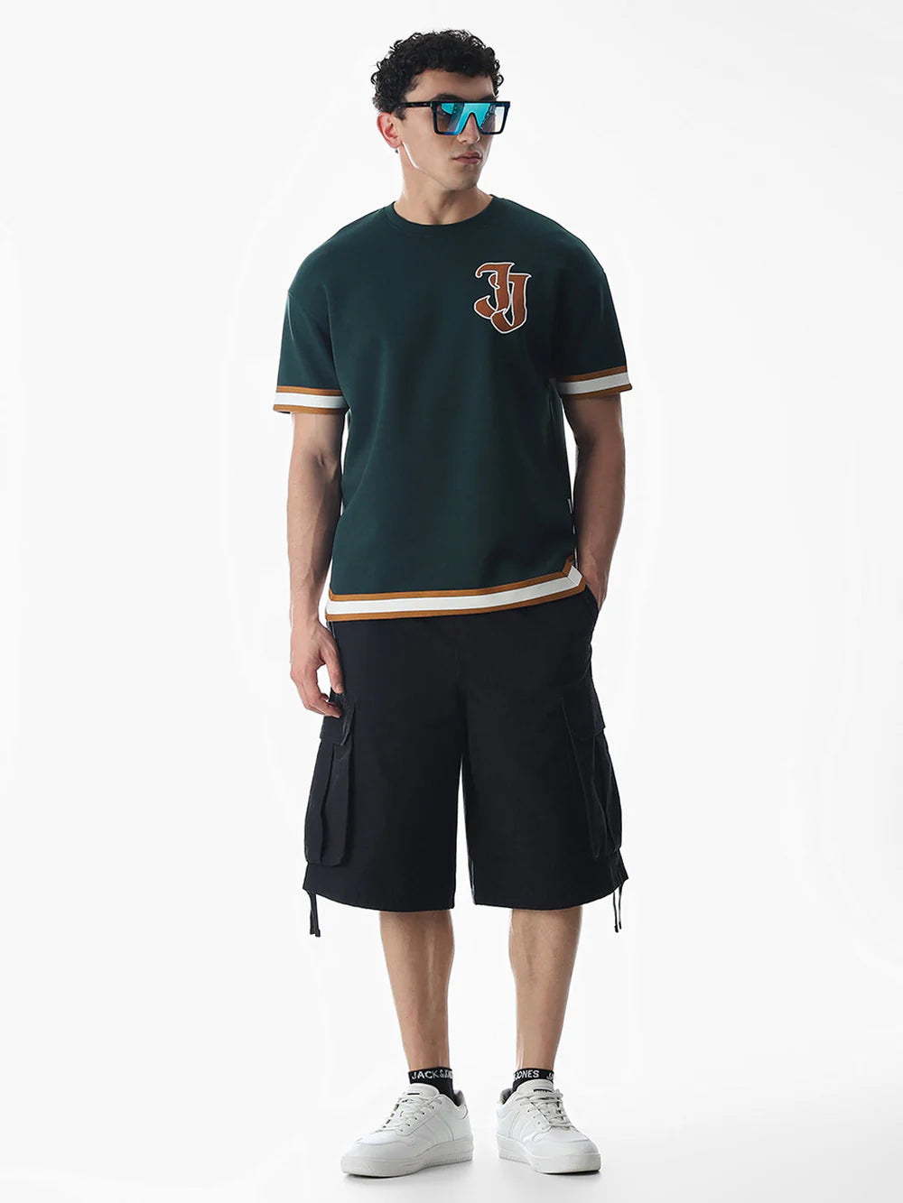 Trendy Men’s Varsity Green Drop Shoulder T-Shirt for Everyday Wear