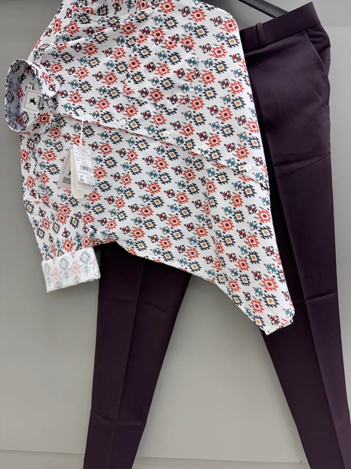 Sophisticated Men’s Printed Shirt with Matching Pants in Premium Fabric for Stylish Wardrobe