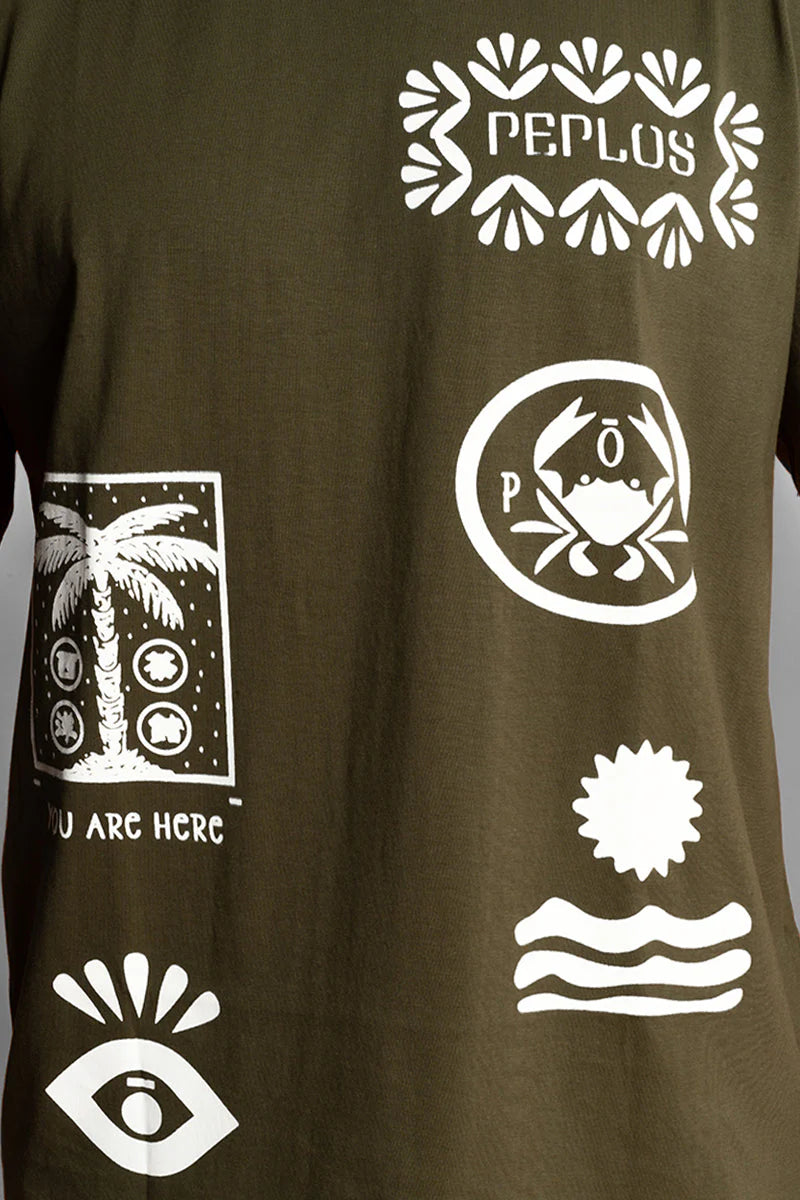 Casual Dark Green Cotton Tee for Men Daily & Leisure Wear