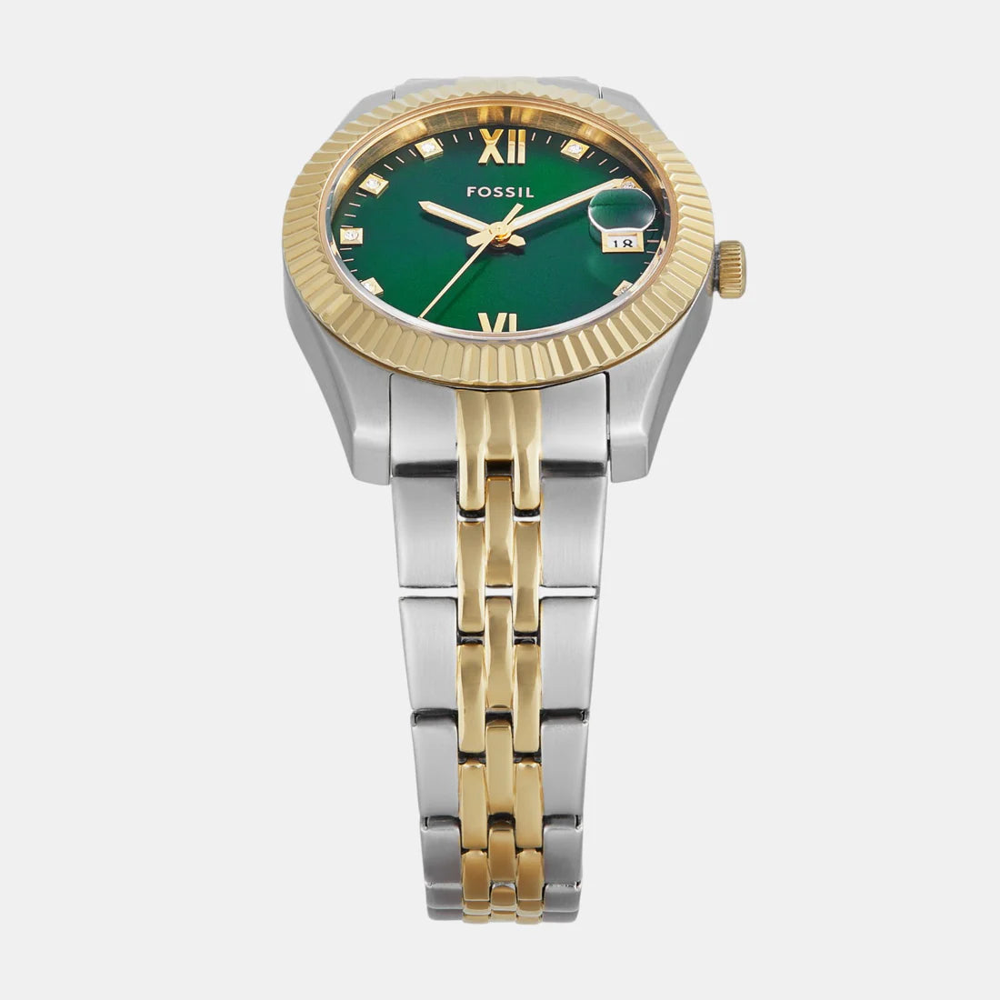 Trendy Green Dial Analog Watch with Stainless Steel Bracelet for Women