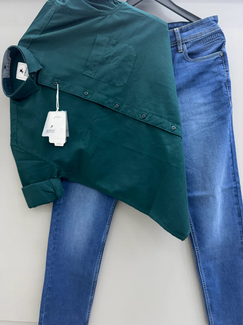 Timeless Cotton Oxford Shirt and Denim Jeans Combination for Modern Casual Wardrobe