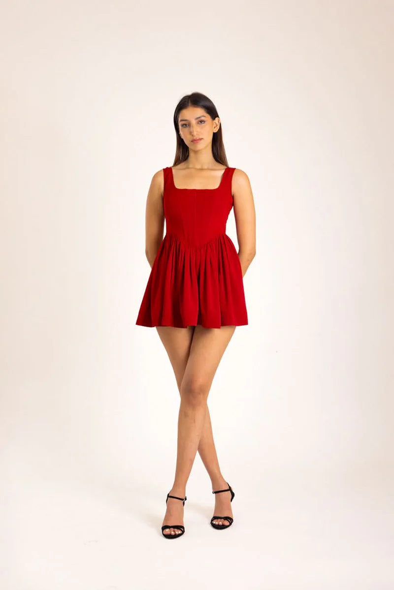 Women’s Short Dress with Corset Waist and Contemporary Fit