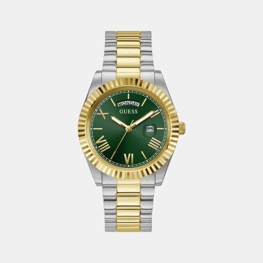 Timeless Green Dial Analog Watch with Stainless Steel Strap for Men