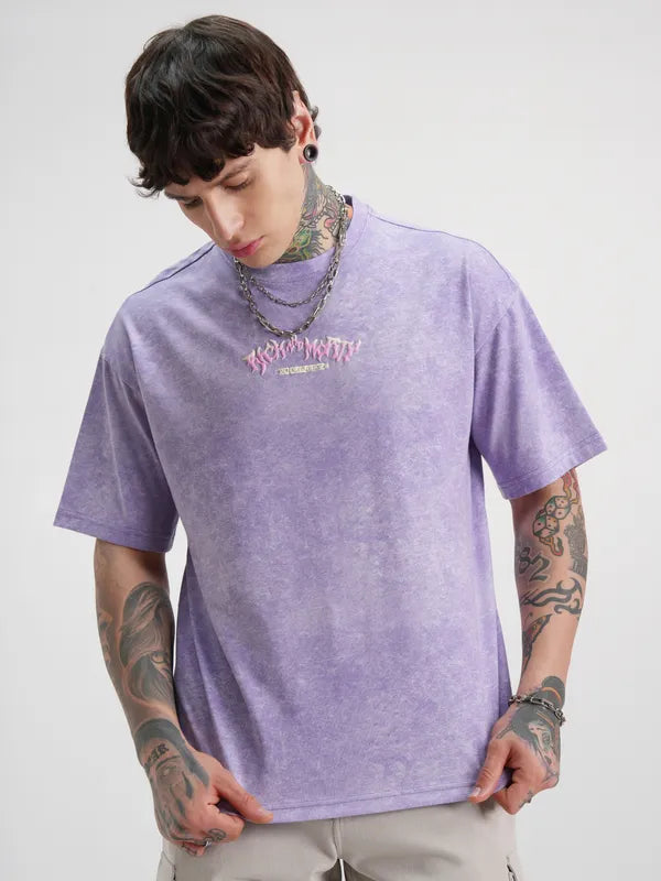 Casual Men’s Purple Oversized T-Shirt with Rick and Morty Artwork