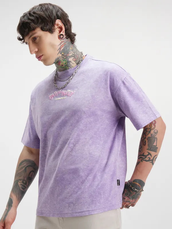 Casual Men’s Purple Oversized T-Shirt with Rick and Morty Artwork