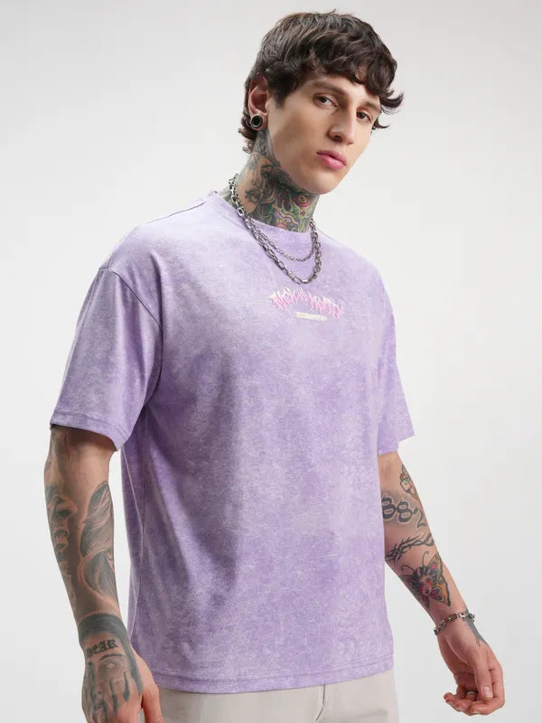 Casual Men’s Purple Oversized T-Shirt with Rick and Morty Artwork