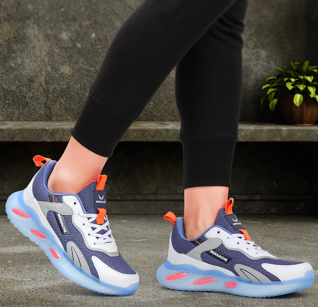 Breathable Blue Sports Running Shoes for Men Soft Durable Fit