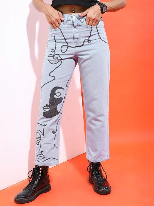 Trendy Women Blue Wide Leg Stretchable Jeans Perfect for Casual and Streetwear Outfits