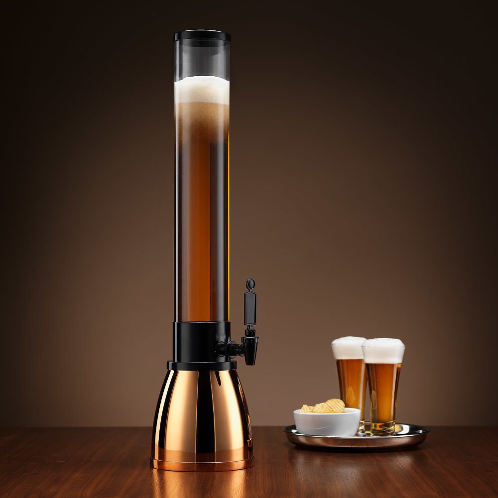 Party Beer and Beverage Tower with Easy Pour Tap and Transparent Design for Convenient Serving