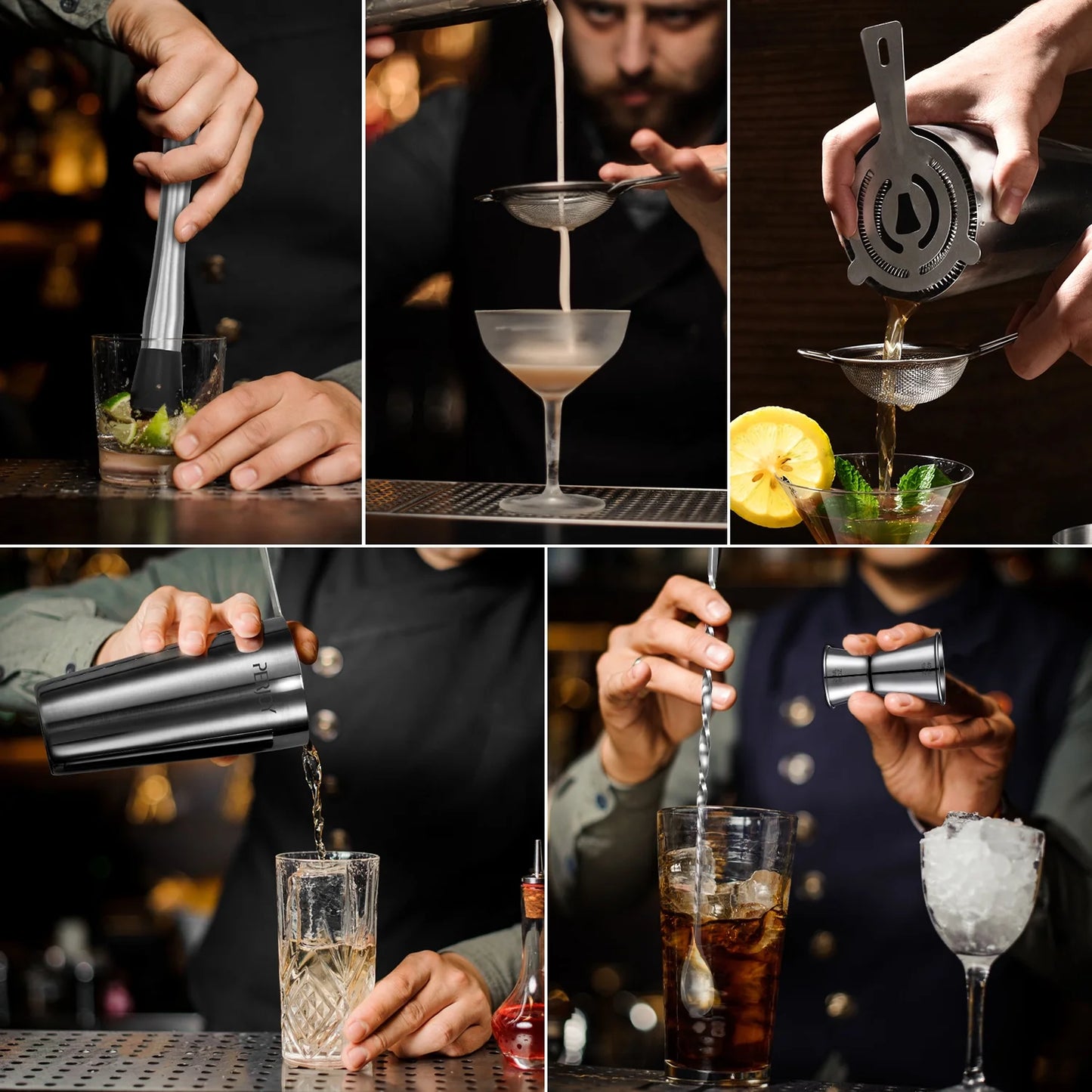 16 Piece Cocktail Shaker Set Full Bar Tools for Home and Parties