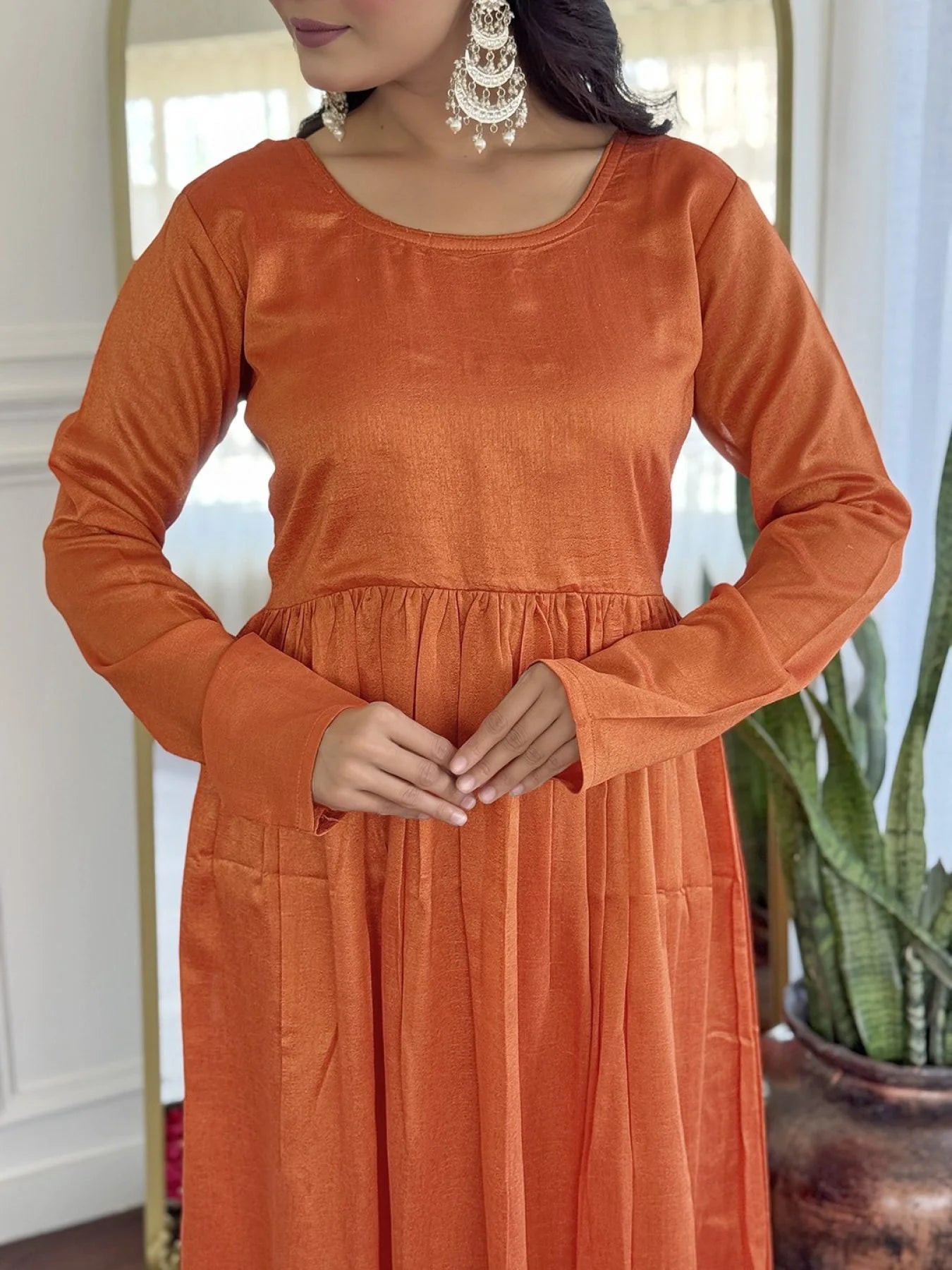 Women’s Stylish Anarkali Kurti with Dupatta Set in Vichitra Fabric for Elegant Festival and Celebration Look