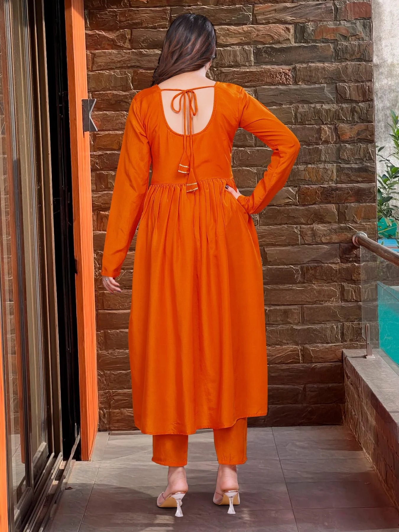 Women’s Stylish Anarkali Kurti with Dupatta Set in Vichitra Fabric for Elegant Festival and Celebration Look