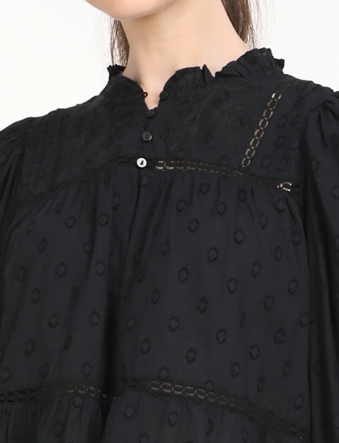 Women’s Lightweight Black Textured Top for Streetwear & Daily Style