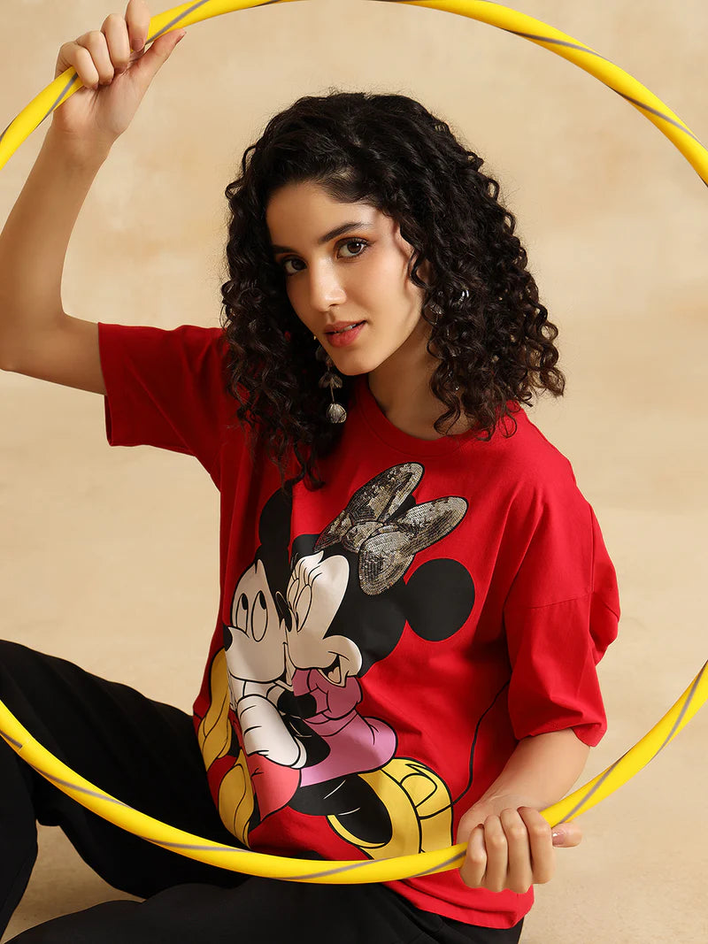 Trendy Disney Mickey and Minnie Couple Graphic Tee
