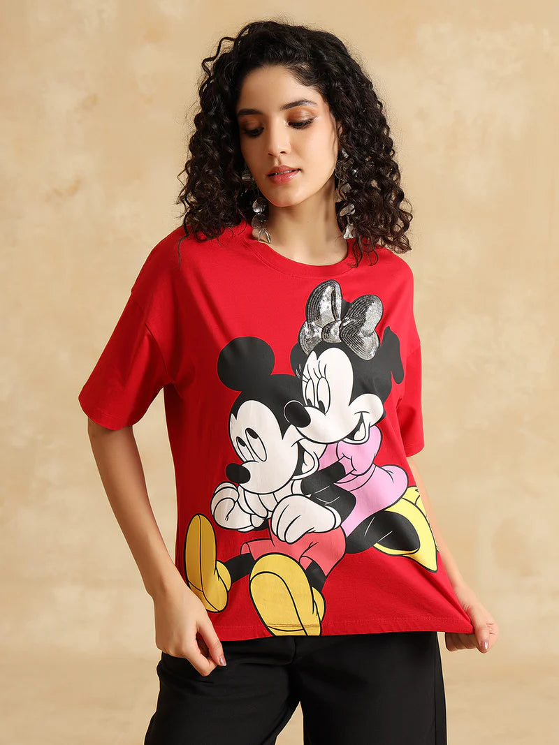 Trendy Disney Mickey and Minnie Couple Graphic Tee