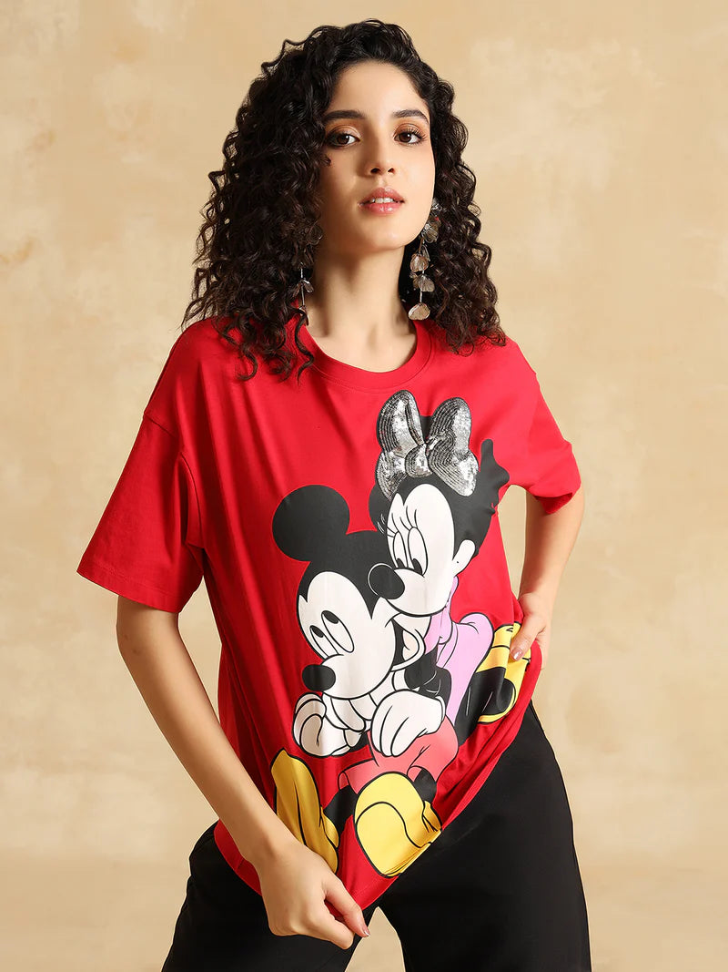 Trendy Disney Mickey and Minnie Couple Graphic Tee