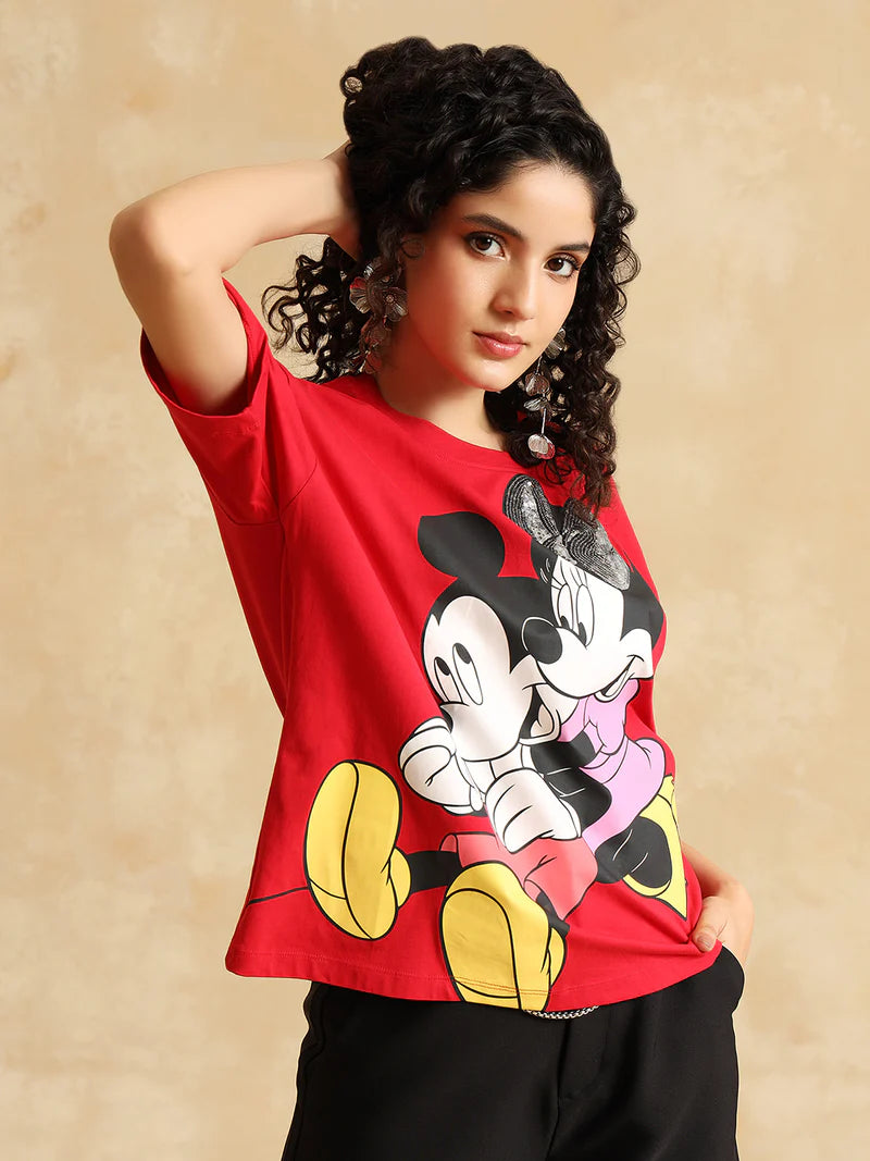 Trendy Disney Mickey and Minnie Couple Graphic Tee