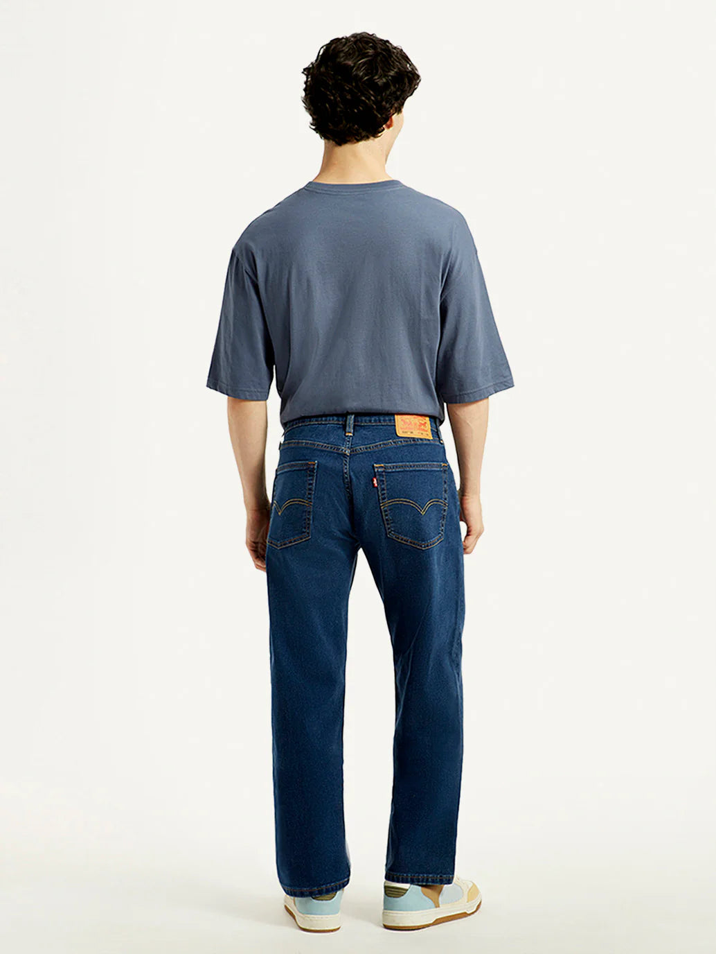 Relaxed Style Dark Indigo Mid Rise Loose Fit Jeans for Men’s Wardrobe