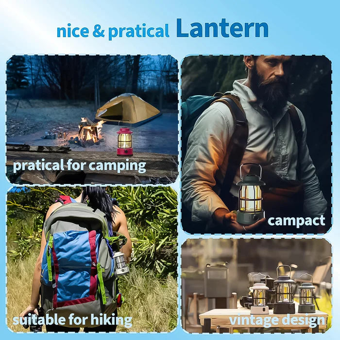 Waterproof Portable Camping Lamp with Knob Controlled LED and Type C Rechargeable Battery