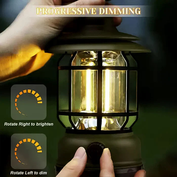 Waterproof Portable Camping Lamp with Knob Controlled LED and Type C Rechargeable Battery