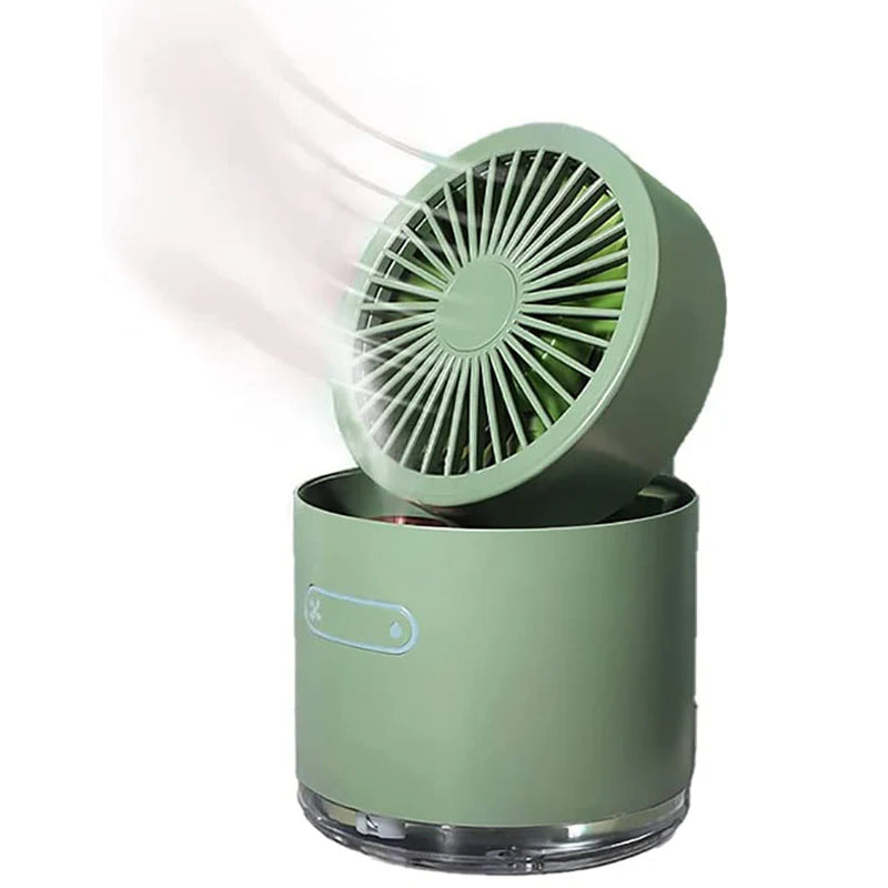 Mini Desk Fan with Air Cooling Mist Humidifier and LED Night Light