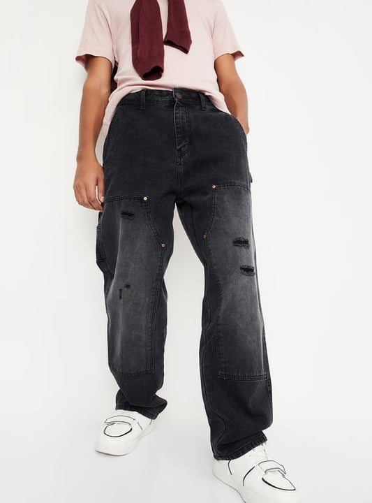 Stylish Distressed Loose-Fit Carpenter Jeans with Functional Pockets and Relaxed Fit for Men