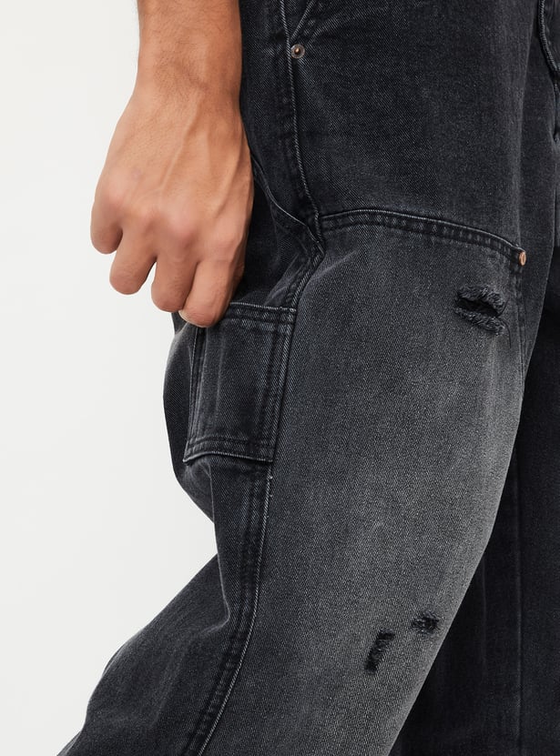 Stylish Distressed Loose-Fit Carpenter Jeans with Functional Pockets and Relaxed Fit for Men