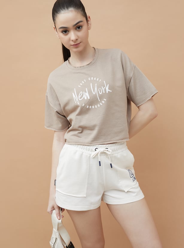 Women’s Sports Crop T Shirt Printed Athletic Top for Running Training and Workouts