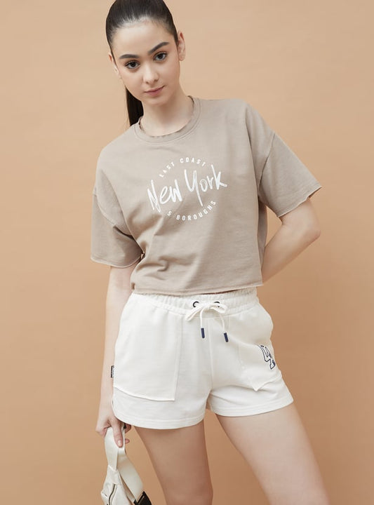 Women’s Sports Crop T Shirt Printed Athletic Top for Running Training and Workouts