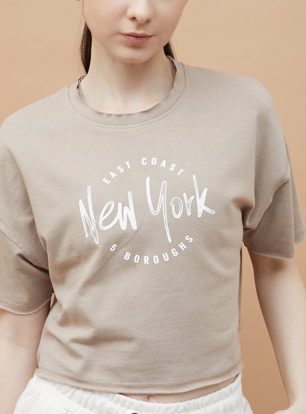 Women’s Sports Crop T Shirt Printed Athletic Top for Running Training and Workouts