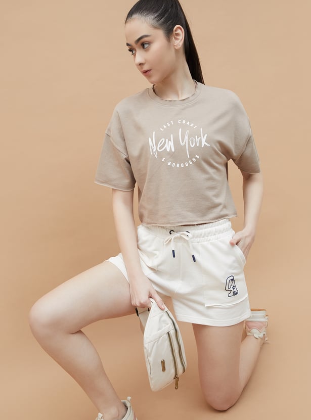 Women’s Sports Crop T Shirt Printed Athletic Top for Running Training and Workouts