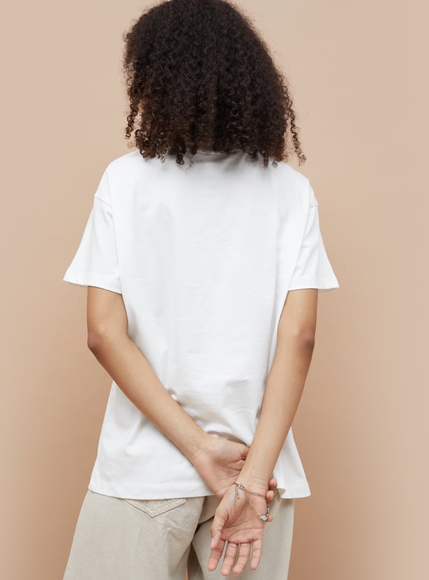 Oversized Cotton T-Shirt with Colorful Garfield Cartoon Print for Men and Women