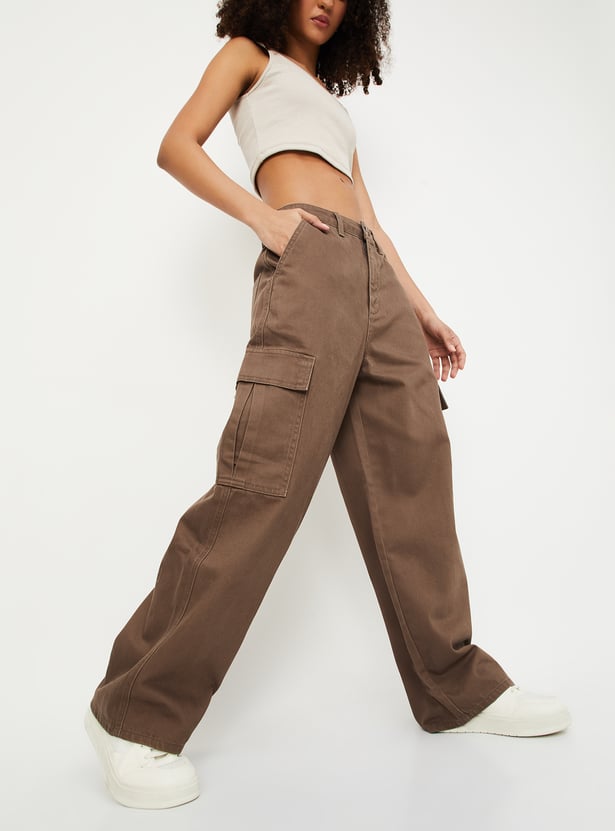 Casual and Fashionable Solid Cargo Jeans for Women for Office and Outings