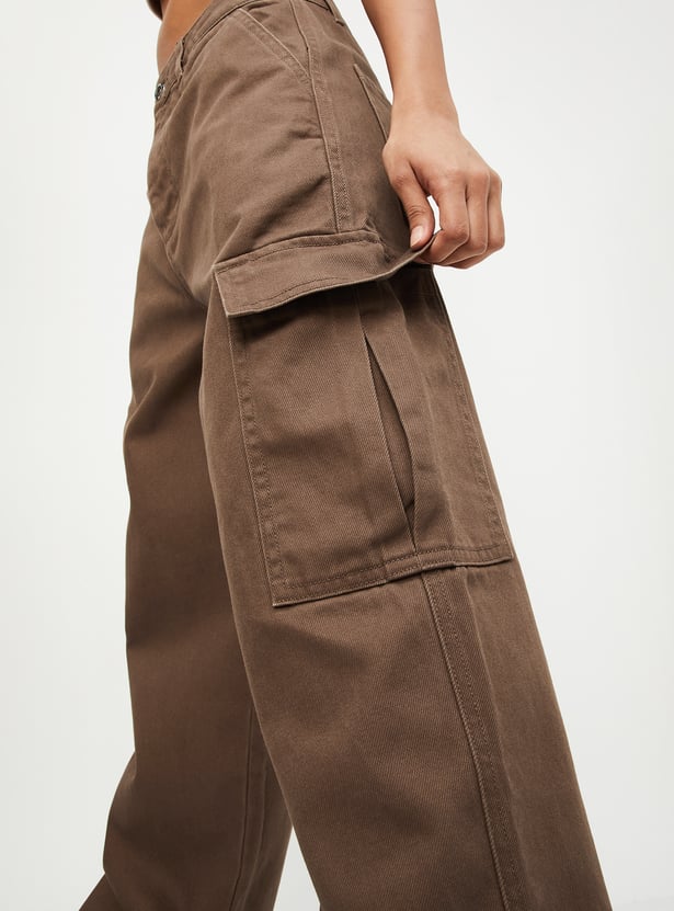 Casual and Fashionable Solid Cargo Jeans for Women for Office and Outings