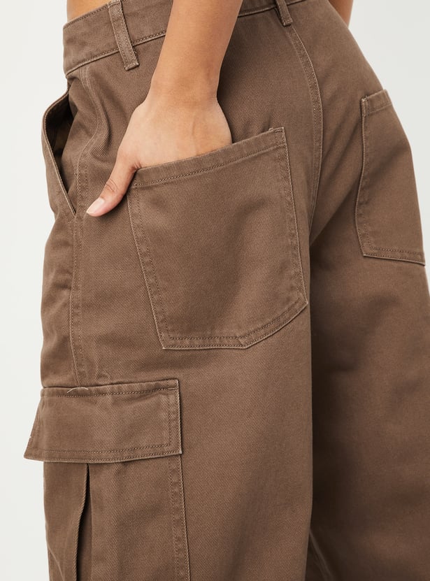 Casual and Fashionable Solid Cargo Jeans for Women for Office and Outings